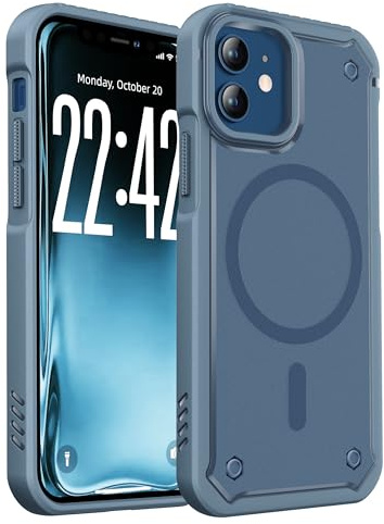 ORETECH Magnetic for iPhone 12 Case, [Compatible with MagSafe] [25 FT Shockproof ] 360° Rugged Armor Protection Matte Dual-Layer Shockproof iPhone 12 Pro Phone Case - Blue