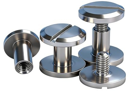YOOZIYA 20 Sets Vis Chicago 20mm,Rivets pour Cuir en Acier Inoxydable A2 V2A 304,Vis de Reliure à Tête Plate,Rivet à Visser pour Ceinture en Cuir,Sacs,Album Photo,Livre,Collier,Projets DIY