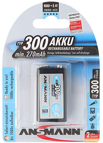 Ansmann 250 mAh 9 V E-Block Maxe Plus - Rechargeable Battery (Ni-MH (NiMH), Universal, Multi-Colour)