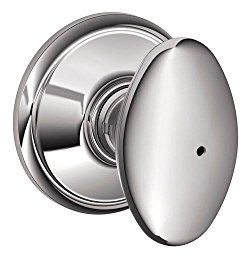 SCHLAGE Sienna Bed/Bath Privacy Door Knob with Lock, Bright Chrome