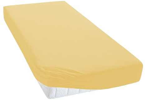TM MAXX Jersey Spannbettlaken für Baby und Kinder mit Öko-Tex Standard (Gelb 004, 80x160) Matratzenhöhe bis 25 cm Spannbetttuch aus 100% Baumwolle