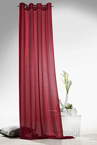 heimtexland Gardinen modern, Vorhang mit Ösen, Farbe Rot, Höhe 245cm x Breite 140cm, Ösenschal neu Typ118