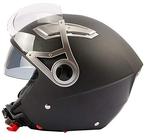 Mach 1 Jethelm Jet Helm Motorradhelm mit Integrierter Sonnenblende und Kurzem Visier ECE R 22.05 Größe XS bis XXL