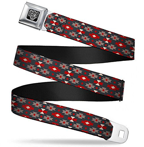 Buckle-Down Sicherheitsgurt – Mini Navajo schwarz/grau/rot/weiß – 2,5 cm breit – 50,8-91,4 cm lang - mehrfarbig - 4 cm Breit-61/97 cm Länge