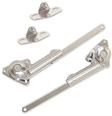 Emuca - Compás retenida para puerta abatible de mueble con accesorios, pack de 2 unidades