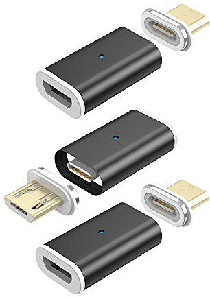 NetDot 10th Generation Micor USB Magnetic Adapter,Fast Charging and Data Transfer for Micro USB Smartphones Samsung S7/6/5,LG,Nokia,Sony and more(3 pack black)
