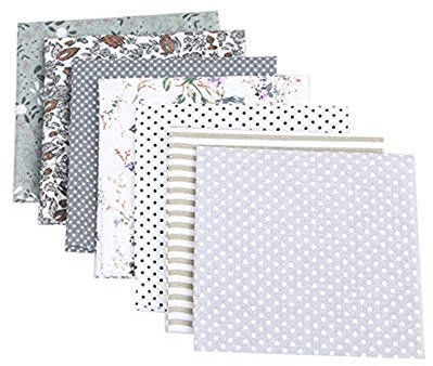 CULASIGN 7 Stück Patchwork Stoffe Blume Baumwollstoff Set Stoffpaket DIY Baumwolltuch Stoffreste Paket Stoffpakete (Grau,50 * 50cm)