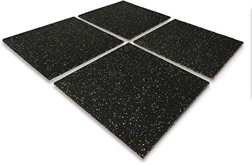 MYOYAY Piastrelle in gomma per pavimenti da palestra, 25 mm, 4 pezzi, ecologiche, ad incastro, 50,8 x 50,8 x 2,5 cm, tappetini in gomma ad incastro resistenti per esercizi di attrezzature e