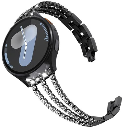 KADES pour Galaxy Watch 7 Bracelet 40mm 44mm, Bracelet Bing en acier inoxydable 20 mm pour femme, compatible avec la Galaxy Watch 6/5/4/FE 40mm 44mm,Noir