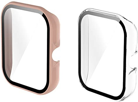 Kobmand Schutzhülle Kompatibel mit Amazfit GTS 3,Ultradünne und Hard PC-Schutzhülle, Voller Schutz, Kratzfestes Schutzhülle für Amazfit GTS 3 (Transparentes+Rosa)