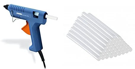 Steinel Heißklebe-Pistole Gluematic 3002, Förderleistung 16 g/min & Standard Klebesticks Ø11 mm, 1 kg Heißklebe-Patronen, ca. 40 Klebestifte, Heißkleber für Heißklebepistolen 11 mm