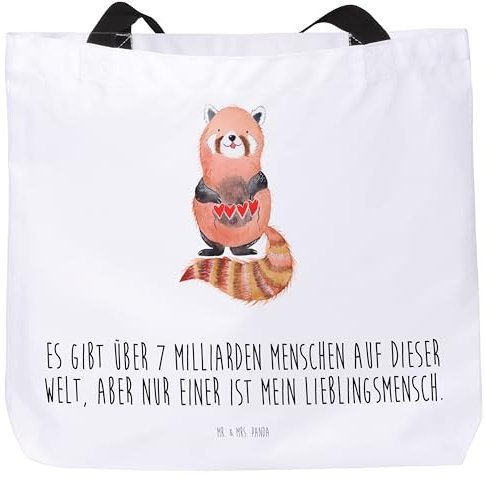 Mr. & Mrs. Panda Shopper Roter Panda - Geschenk, Lieblingsmensch, Freizeittasche, Strandtasche, Herz, Gute Laune, Liebling, Einkaufsbeutel, Beutel,