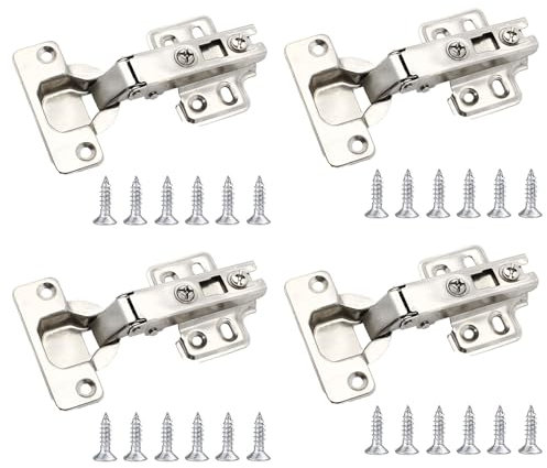 4 Pcs Kitchen Cupboard Hinges, Cabinet Hinges, Door Hinges Cupboard Wardrobe Doors Hinges, Full Overlay Mute Cabinet Hinges, Kitchen Kitchen Units Door Hinges, Folding Doors Hinge, 24 Screws