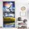 3D Türtapete Selbstklebend Türaufkleber - Sternenhimmel Galaxie Grünland Fluss Landschaft 77 X 200 Cm Tür Poster - Pvc Wasserfest Wandtattoo Für Schlafzimmer Wohnzimmer Tür Dekoration Tapete - Fotota