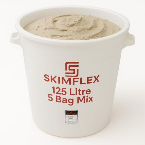 Skimflex Mixing Bucket 125L – Heavy Duty Plastic Builders Bucket for Cement, Mortar, Plaster | 5 Bag Capacity | Tough Trade Site Tub for Skimming & DIY