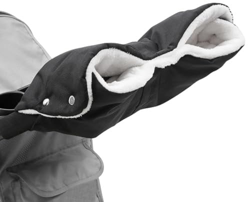 Uzepie Pram Hand Muff, Pram Gloves Baby Stroller Warm Gloves Baby Stroller Hand Warmer Waterproof Windproof Frostproof Thickened Warm Baby Stroller Hand Mask (Black)