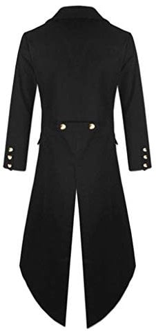Dinnesis Long Coupe-Vent Homme Vintage Punk Gothique Rétro Vêtements Manteau Softshell Chaud Homme, Noir , XXL