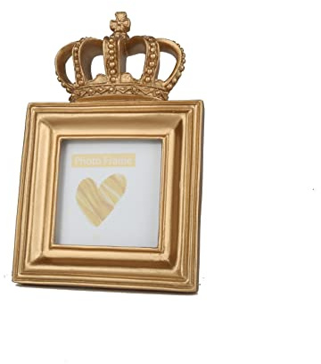 Willump Gold Crown Photo Frame, 12x17cm/7inch Resin Picture Frame with Kickstand - Vintage Picture Frame for Portrait or Family Photos (Ein Quadrat-8 x 8 cm)