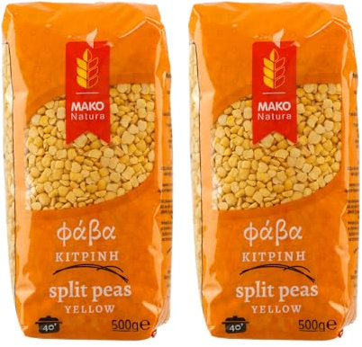 Fava Gelbe Erbsen nach griechischer Art | 2x 500g Packung von Mako | Fava Bohnen in Spitzenqualität | +20ml Jassas Olivenöl