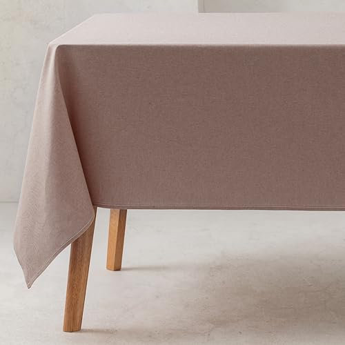 GAMUSI Tischdecke, einfarbig, Bio-Baumwolle, wasserdicht, schmutzabweisend, rechteckig, Taupe, 140 x 240 cm