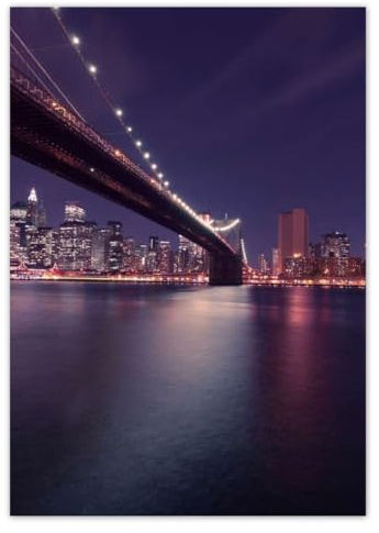 Adesivi murali Decor Photo Sticker 70x100cm Ponte di notte USA New York n. H1432M_NS1AB