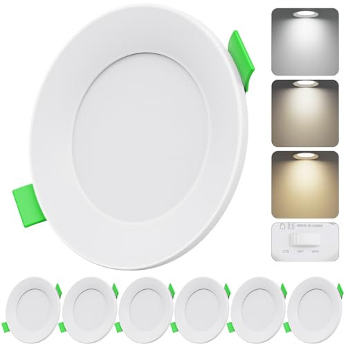 Qingmiao LED Einbaustrahler 230V Dimmbar 7W IP44 Einbauleuchten Deckenspots Deckenstrahler, für Badezimmer Küche Wohnzimmer,Weiss 6er Set