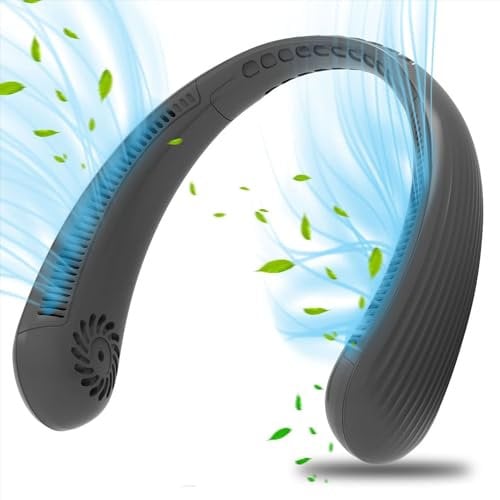 lightlux Neck Fan Portable rechargeable 3-Speed Neck Air Cooler Adjustable Super Quiet Personal Neck Fans for Men Women (black-t36)