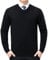FULIER Men's V-Neck Jumper Cashmere Knitted Pullover Casual Long Sleeve Sweater Basic Sweatshirt Winter Jumper (Black, L)