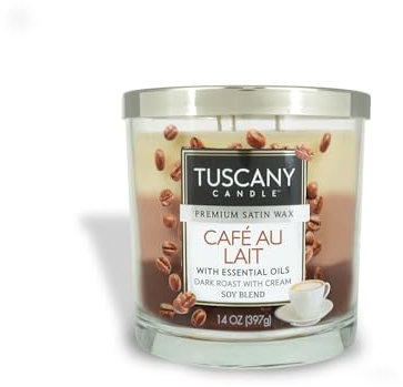 Tuscany Candle Café Au Lait Duftkerze im Glas, langlebig, 400 ml