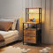 MUTUN Bedside Table with Charging Station and LED Light Strips, Nightstand with Drawers, Bedside Cabinet for Living Room, Bed Side Table for Bedroom, Rustic Brown Furniture