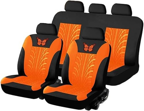ZCHQF Auto Sitzbezüge Sets für Dacia Duster 2.Gen 1.Gen HM HS 2010-2020 2021 2022 2023 2024 2025, Schonbezüge Autositz Stoff Vordersitze Rückbank Atmungsaktiv Sitzschoner Zubehör,F-Orange
