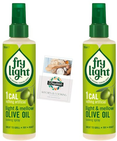 Olive Oil Cooking Spray Bundle with Frylight Extra Virgin Olive Oil 190ml 2 Pack + Brightdale Kitchen Booklet