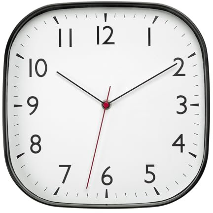 TFA Dostmann Moderne Quarz Wanduhr ohne Ticken, 60.3076, analog, 28cm, Sweep-Uhrwerk, minimalistisch, Wohnzimmer, Büro oder Küche, batteriebetrieben, für Zuhause, gut ablesbar, analog, schwarz