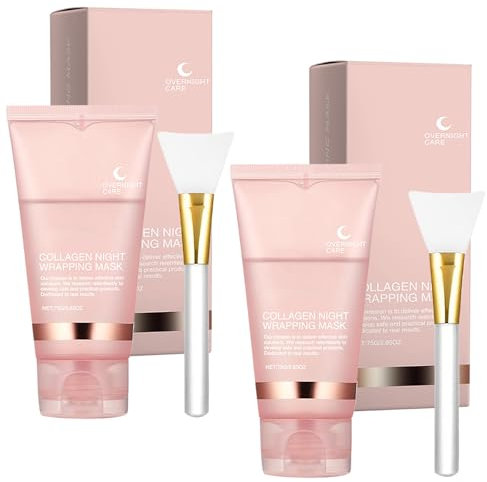 2 Pcs Collagen Night Mask, Masque Collagene, Collagen Maske Réduction des Pores, Amélioration de L'élasticité Pour Les Soins De La Peau Du Visage