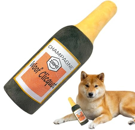 Hogvinnatil Squeaky Toys for Dogs, Plush Bottle Dog Toy - Beer Bottle Squeak Toy, Dog Squeaker Puppy Teething Interactive Games Pet Supplies for Small Medium Sizes