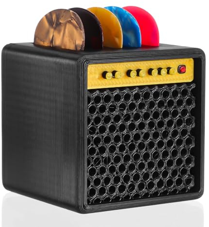 XLIUAX Guitar Picks Holder Box, Amp Speaker Style Paddle Holder Guitar Pick Display Holders for Bass Ukulele Pick Storage