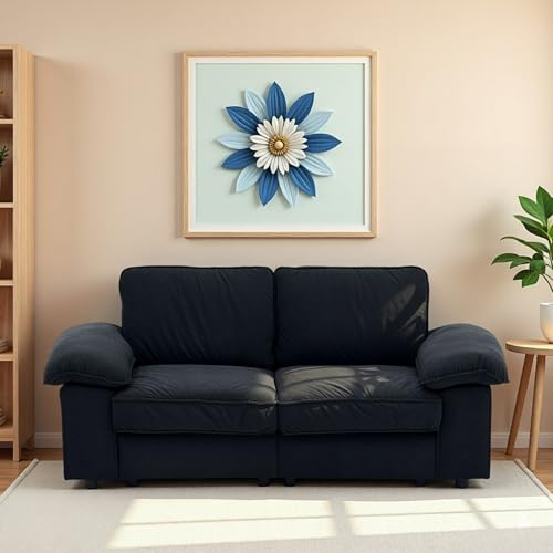 FammyLoft Sofa 2 Sitzer mit Stauraum, Ecksofa mit Schlaffunktion, Elegantes Skandinavisches Schlafcouch, Modernes Sofa Bed, Ist Kuschlig, für Wohnzimmer/Schlafzimmer/Büro, 201cm, Velvet, Schwarz