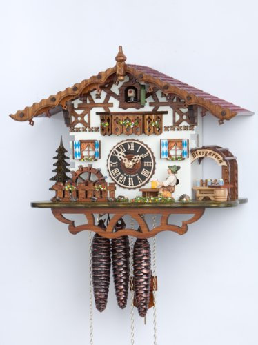 Hönes Kuckucksuhr 1-Tag-Uhrwerk Chalet-Stil 26cm Original aus dem Schwarzwald