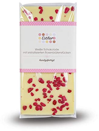 Esther Tafelschokolade 60g Weiße Schokolade mit kandierten Rosenblütenstücken