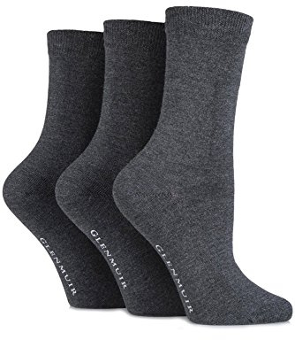 Glenmuir Women's Classic Bamboo Socks Plain 3 Pairs | Casual, Everyday Comfort, Soft and Breathable, Dark and Bright Colours Size 4-8