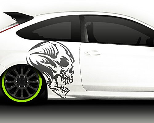 Grandora X7171 2er Set Autoaufkleber Totenkopf Skull Schocker Racing Schädel Totenkopf Kopf schwarz