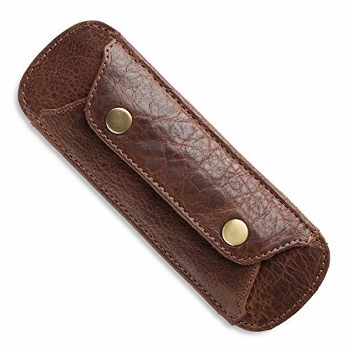 LEABAGS Leder Schulterpolster 18 x 6 cm I Taschen Anti-Rutsch Rutsch-Stopp Funktion I Echtleder Gurtpolster mit Druckknöpfen I Schultergurt Polster I Schulterriemen Polster I Cinnamon