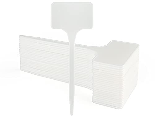 KINGLAKE 50Pcs Plastic Large Plant Labels for Outdoor Plants, 15x5.5cm White Garden Plant Tags T-Type Waterproof Garden Markers for Vegetables Herbs Pot Plants