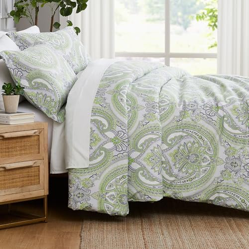 Southshore Fine Living, Inc. Übergroßes Bettwäsche-Set für Doppelbett/Queen-Size-Bett, Boho-Bettwäsche, Paisleymuster, Tagesdecke, volle Größe/Queen-Size-Bett, Tröster-Set mit 2 passenden