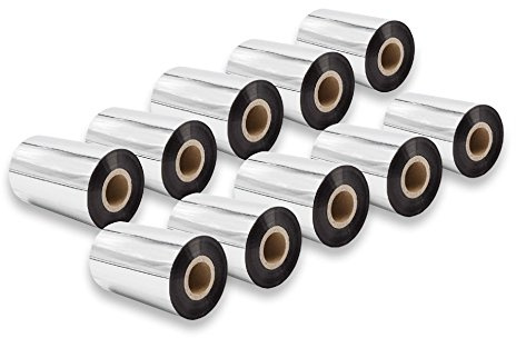 vhbw 10x Thermotransfer-Band kompatibel mit Printronix T5204, T4M, T5206 Drucker Etikettendrucker, Wischfest, 100 mm x 300 m, Wachs-Plus Schwarz