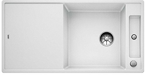 BLANCO AXIA III XL 6 S-F | Granitspüle aus SILGRANIT weiß | mit | [99x50x20,2 cm] | für 60 cm breite Unterschränke | mit Holzschneidbrett | Reinigungsfreundlich | Einbauart: Flächenbündig