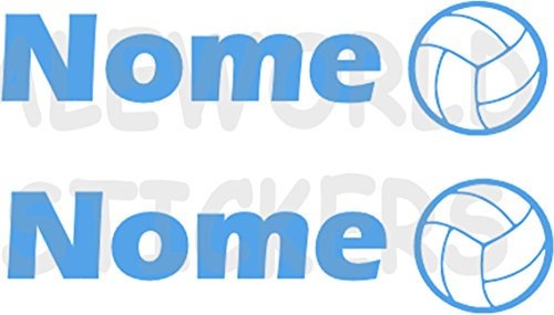 AWS 2 Sticker Sport mit Namen Personalisierte H 2 cm Volleyball Ball Flug ohne Hintergrund Tuning mit Logo Sport Vinyl Wasserdicht Motorrad Fahrrad Helm Custom Name Volley Ball Beach, hellblau