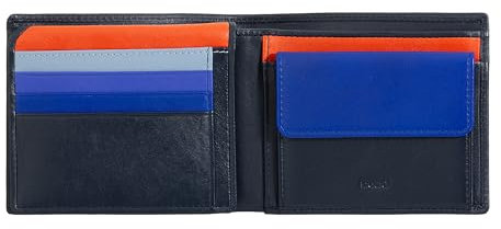 DUDU Klassisches mehrfarbiges Herren Portemonnaie RFID in Leder Navy
