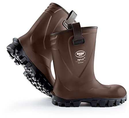 Stivali di Sicurezza da Uomo, con Punta e Suola in Acciaio, Antiscivolo, Impermeabili, Senza Fodera Interna, Utilizzabile Fino a -20 Gradi, Leggeri, i Piedi rimangono Caldi e asciutti, Marrone, EU 45