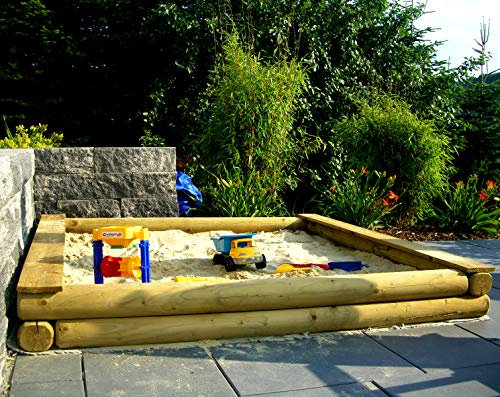 XXL Sandkasten nach Maß cm-Genau nach Wunsch Rundholz Ø12cm Holz in verschiedenen Größen (300cm x 300cm)
